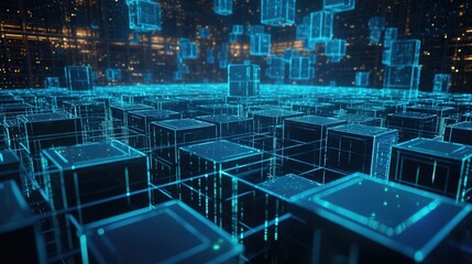 3d rendering of data storage concept. Computer generated abstract background,Digital data storage concept.Generative Ai