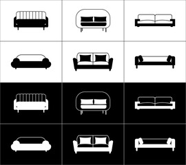 Set of furniture vector icons. Dresser icons isolated on black and white background