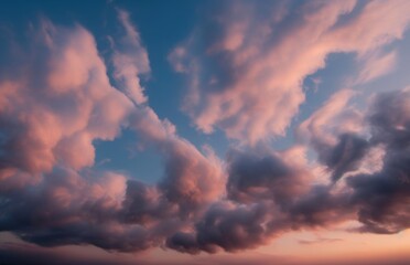 Fototapeta premium The Sky's Lullaby: A Soothing Sunset Serenade, Sky replacement - Generative AI technology