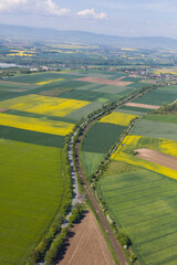 aerial view of the village fields