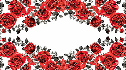 red roses frame border - by generative ai