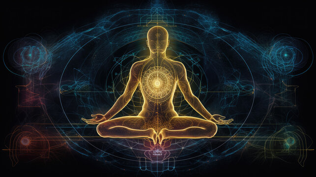 yoga meditation chakra flow of energy - by generative ai