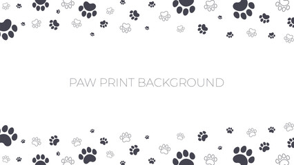 black and white background template with paw print border and copy space 