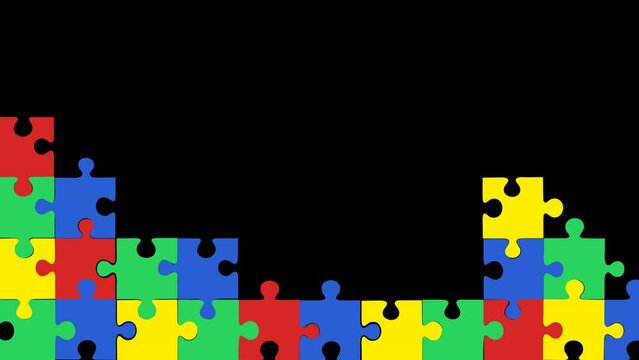 Autism day. colored puzzles. Autism symbol. Help for those with autism. 4K video illustration. - Powered by Adobe