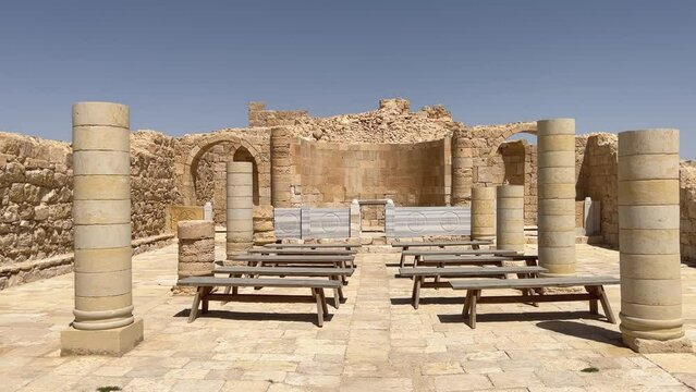 Avdat national park, Ancient Nabatean ruins in the Negev Desert, Israel, 4k cinematic