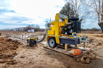 Dewatering works. Pump for pumping water outdoors.