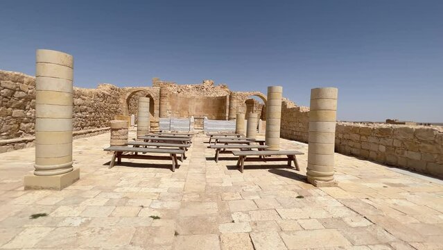Avdat national park, Ancient Nabatean ruins in the Negev Desert, Israel, 4k cinematic