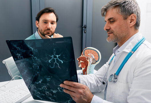 Consultation of neurologist in doctor's office in neurological clinic. Neurology, nervous system treatment