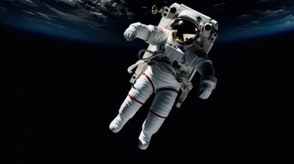 Illustration of an astronaut in a spacesuit floating in space. Generative AI.