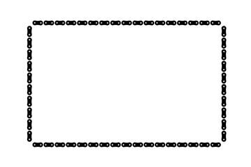 Rectangle border made of bicycle chain and tools and chain rings