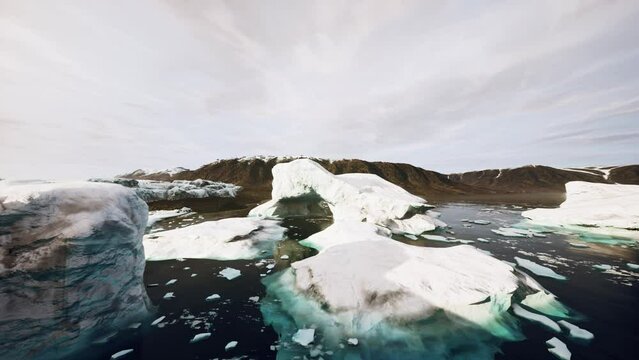 Close-up of iceberg on black sand shore