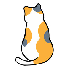 A cat in an outline style character design and a flat design style minimal vector illustration.