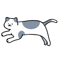 A cat in an outline style character design and a flat design style minimal vector illustration.