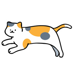 A cat in an outline style character design and a flat design style minimal vector illustration.