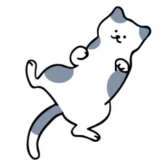 A cat in an outline style character design and a flat design style minimal vector illustration.