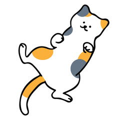 A cat in an outline style character design and a flat design style minimal vector illustration.