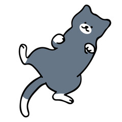 A cat in an outline style character design and a flat design style minimal vector illustration.