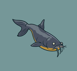 Hand Drawn catfish Illustration. Fish sketch illustration art. 
