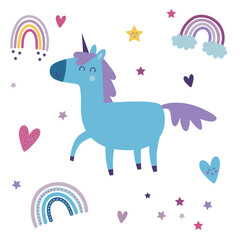 Unicorn cute vector illustration
