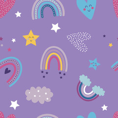Rainbow cute vector illustration pattern
