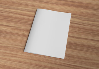 Magazine cover mockup on wood background. 3d rendering
