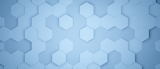Hexagonal background, blue hexagons, abstract futuristic geometric backdrop or wallpaper with copy space for text