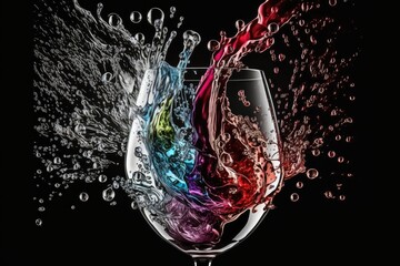 two glasses of red wine clinking together in a toast. Generative AI