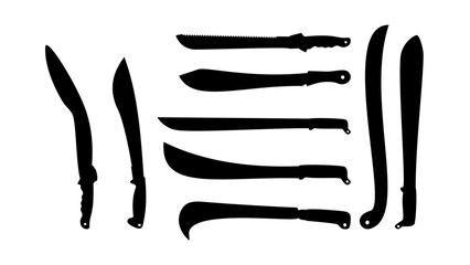 Set of machete silhouettes