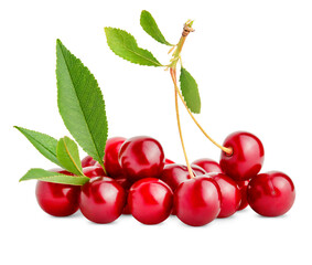heap cherries on a white isolated background
