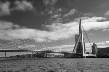 Deurstickers Erasmusbrug Photograph of the Erasmusbrug bridge in Rotterdam, the Netherlands.