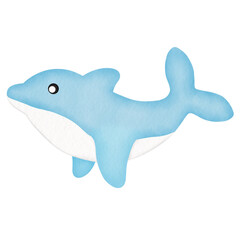 Obraz premium Blue dolphin watercolor illustration