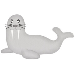 grey walrus watercolor illustration