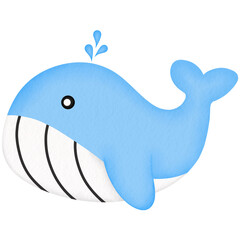 big blue whale watercolor illustration