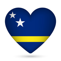 Curacao flag in heart shape. Vector illustration.