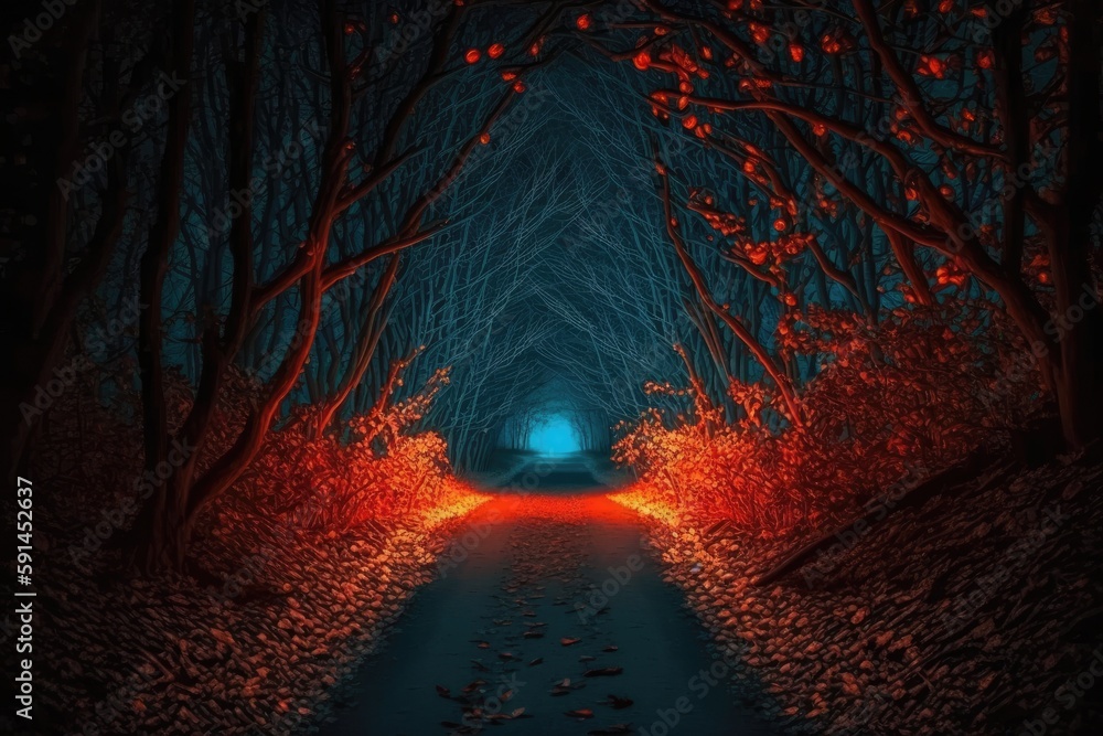 Poster tunnel with a bright light at the end. generative ai