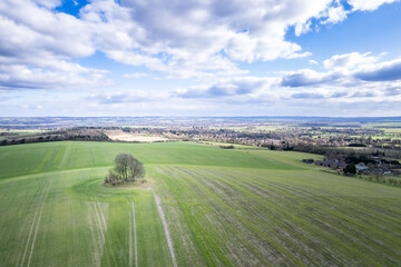 beautiful peaceful landscape near Wittenham Clumps, Didcot, south of England, UK