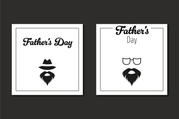 Free vector post template Father's day with glass moustache and hat