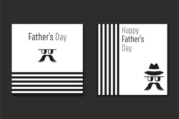 Free vector post template Father's day with stipes background glass moustache