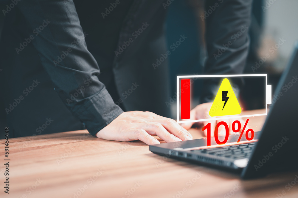Poster no power battery. man is angry and frustrated when he learns that his the laptop computer's battery 
