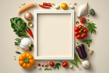 Composition with Vegetables and empty frame space Generative AI