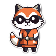 Raccoon cartoon vector sticker isolated
