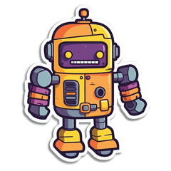 robot toy  cartoon vector sticker isolated