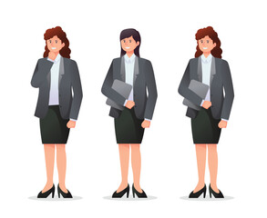 set of woman in suit. business woman illustration