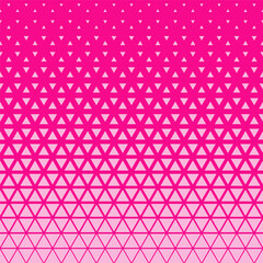 Pink halftone triangles pattern. Abstract geometric gradient background. Vector illustration.