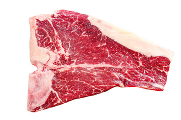 Thick Raw T-Bone Steak. Isolated, transparent background