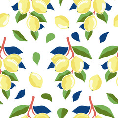 Vector lemon branch seamless pattern.