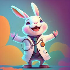🐰👨‍⚕️ Cute Easter Bunny Dressed in a Doctor's Coat