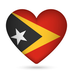 East Timor flag in heart shape. Vector illustration.