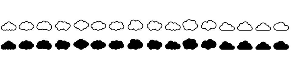 Cloud icon vector set. Sky illustration sign collection. Climate symbol. Clouds logo.
