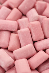 Pink Mint chewing gum close up